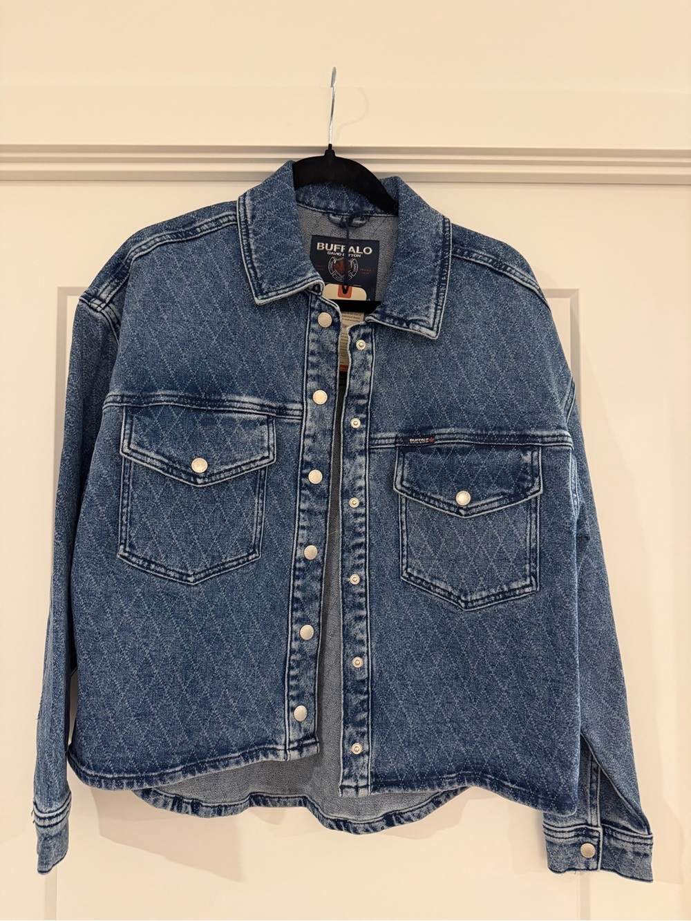 Buffalo David Bitton Quilted Diamond-Pattern Denim Jacket - Medium Blue